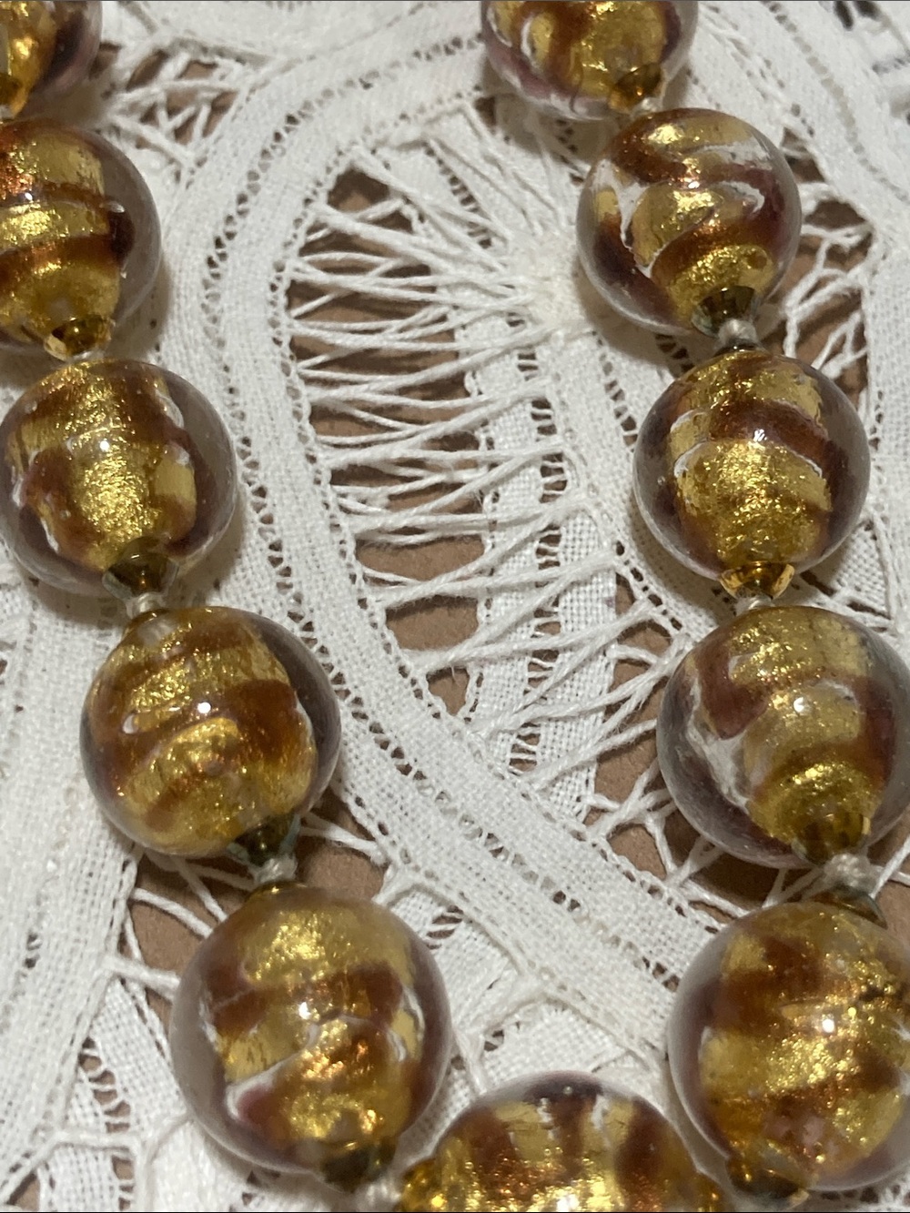 Gold Glass Bead Necklace - Picture 4 of 12